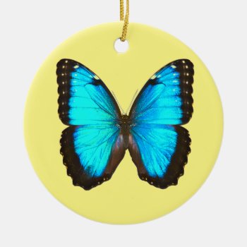 Blue Morpho Butterfly Ceramic Ornament by wordzwordzwordz at Zazzle