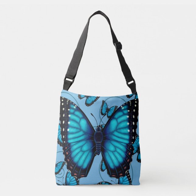 Blue Morpho Butterfly Crossbody Bag (Front)