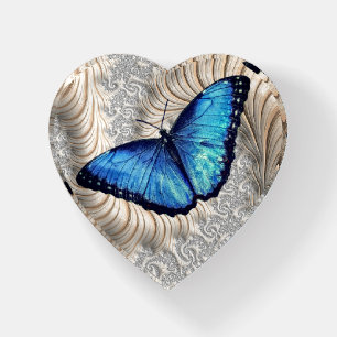 Blue Morpho Butterfly Floral Nature Art Paperweight