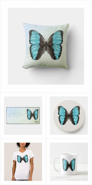 Blue Morpho Butterfly Insect Art