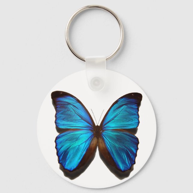 Blue Morpho Butterfly Keychain (Front)