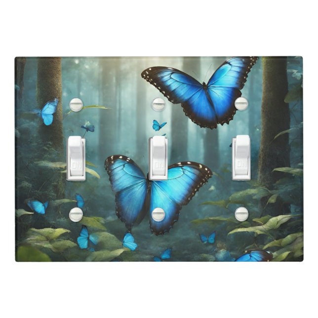 Blue Morpho Butterfly Light Switch Cover (In Situ)