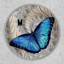 Blue Morpho Butterfly Monogram Name Letter Patch