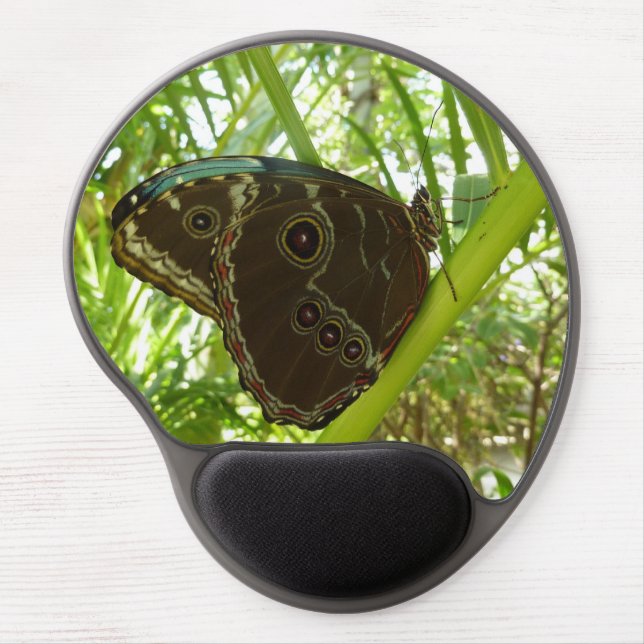 Blue Morpho Butterfly Nature Photography Gel Mouse Pad (Front)