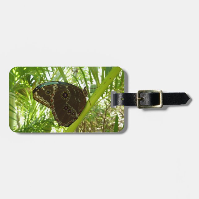 Blue Morpho Butterfly Nature Photography Luggage Tag (Front Horizontal)
