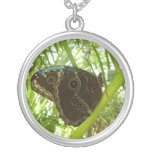 Blue Morpho Butterfly Nature Photography Silver Plated Necklace