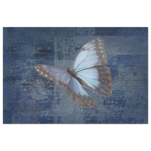 Blue Morpho Butterfly Navy Blue Ephemera Decoupage Tissue Paper