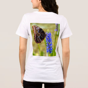 Blue morpho butterfly on a marsh orchid T-Shirt Tri-Blend Shirt