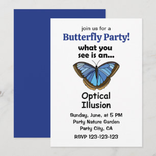 Blue Morpho Butterfly Optical Illusion Funny Party Invitation