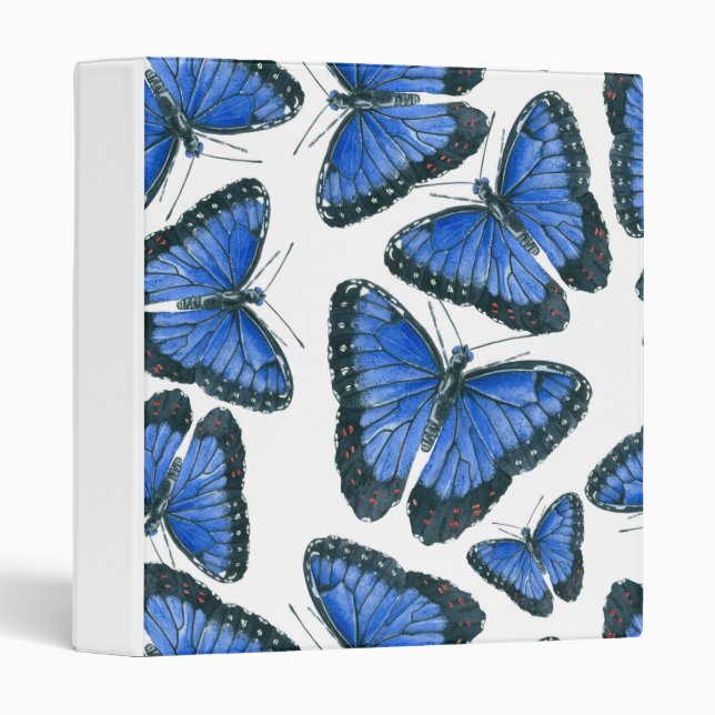 Blue morpho butterfly pattern design 3 ring binder (Front/Spine)