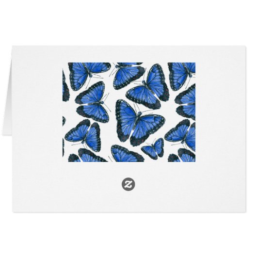 Blue morpho butterfly pattern design cards (Back Horizontal)