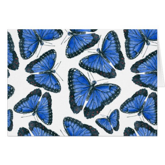 Blue morpho butterfly pattern design cards (Front Horizontal)