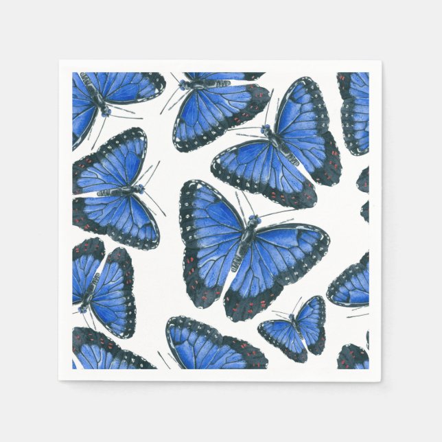 Blue morpho butterfly pattern design napkins (Front)