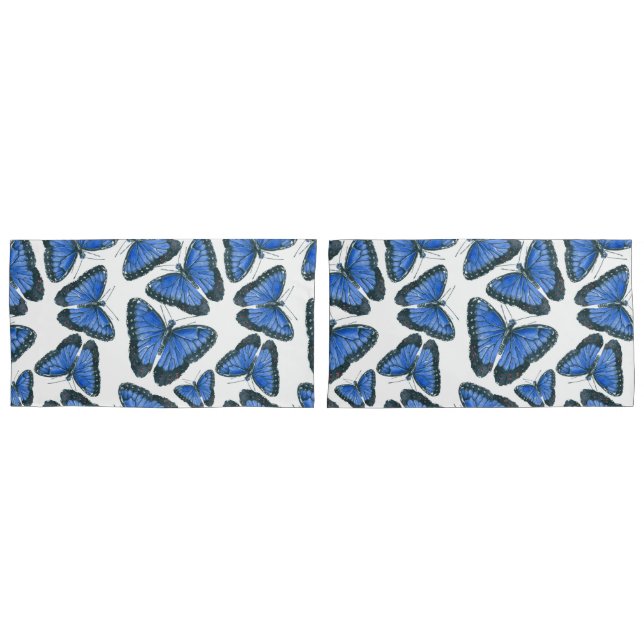 Blue morpho butterfly pattern design pillowcase (Front-Set)