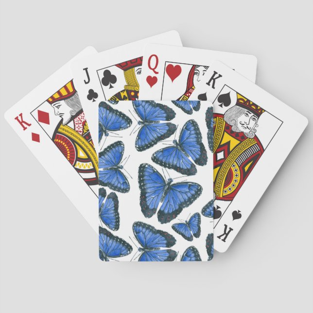 Blue morpho butterfly pattern design poker cards (Back)