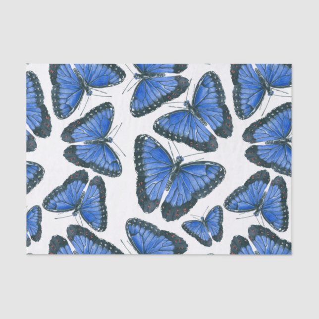 Blue morpho butterfly pattern design tissue paper (Front)