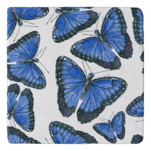 Blue morpho butterfly pattern design trivet