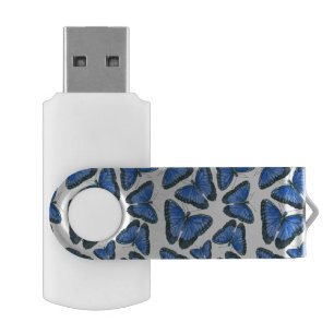 Blue morpho butterfly pattern design USB flash drive
