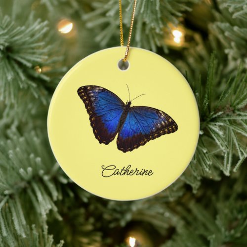 Blue Morpho Butterfly personalized Ceramic Ornament