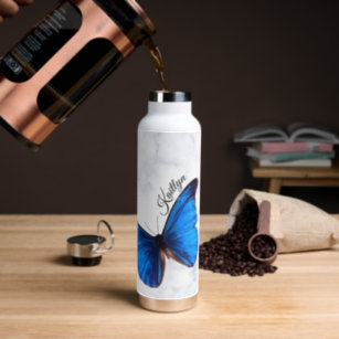Blue Morpho Butterfly Personalized Water Bottle