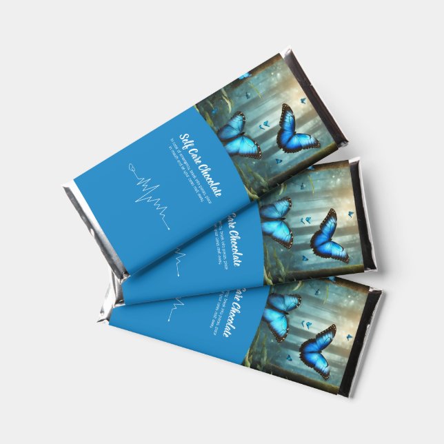 Blue Morpho Butterfly Self Care  Hershey Bar Favors (Front)