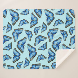 Blue Morpho Butterfly Sherpa Blanket