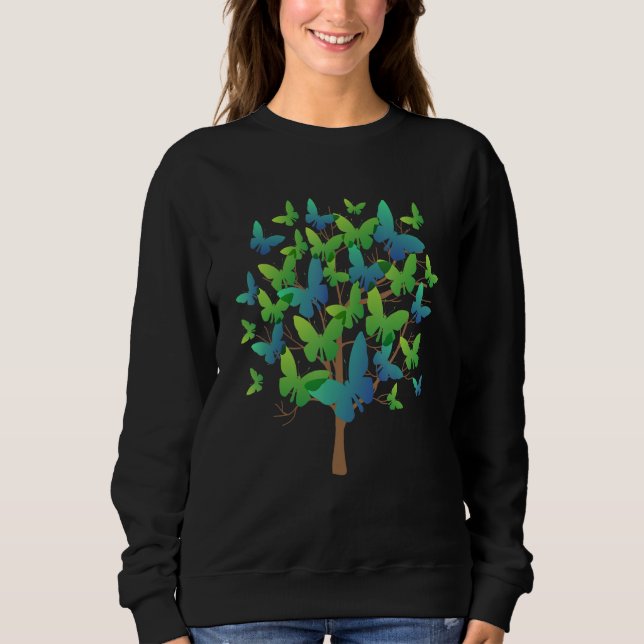 Blue Morpho Butterfly Swarm Lepidoptera Entomology Sweatshirt (Front)
