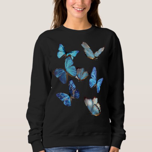 Blue Morpho Butterfly Swarmes Lepidoptera Entomolo Sweatshirt