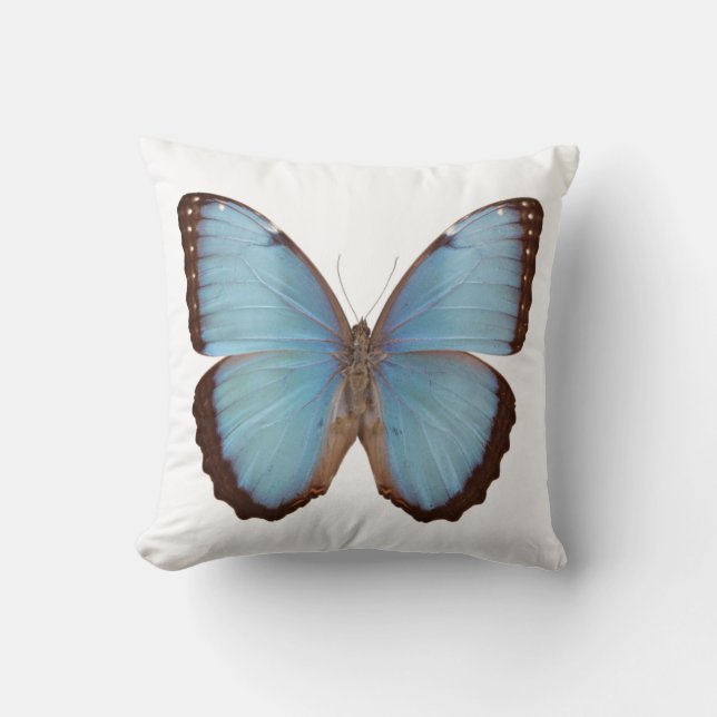 Blue Morpho Butterfly Throw Pillow (Front)