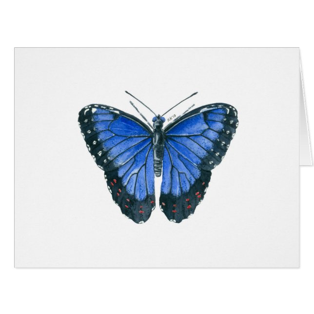 Blue Morpho butterfly watercolor painting (Front Horizontal)
