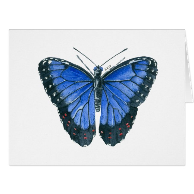Blue Morpho butterfly watercolor painting (Front Horizontal)