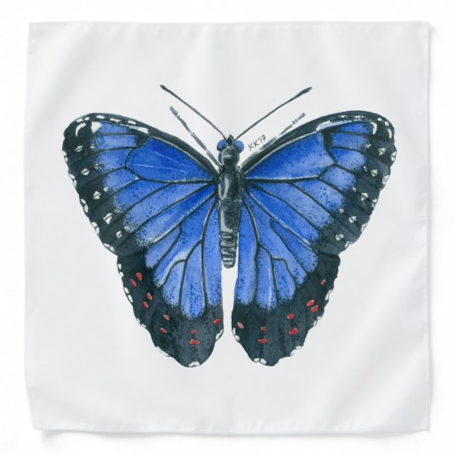 Blue Morpho butterfly watercolor painting Bandana (Front)
