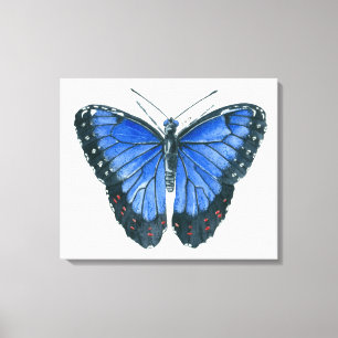 Blue Morpho butterfly watercolor painting Canvas Print