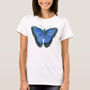 Blue Morpho butterfly watercolor painting T-Shirt