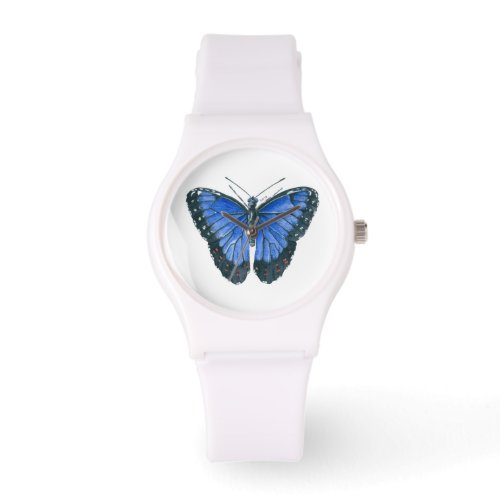 Blue Morpho butterfly watercolor painting Watch