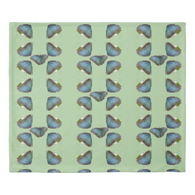 Blue Morpho Butterfly Wing Pattern Duvet Cover (Front)