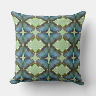 Blue Morpho Butterfly Wing Pattern Throw Pillow