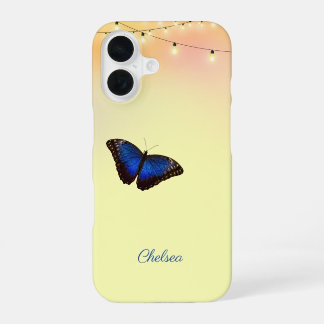 Blue Morpho Butterfly Wings Cafe Lights Custom Iphone Case (Back)