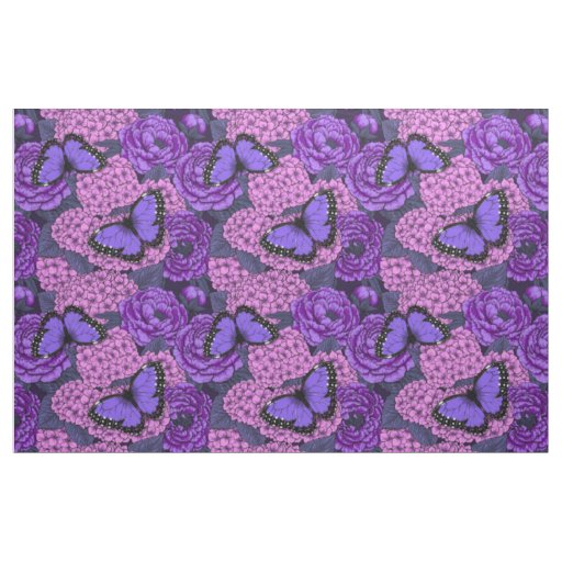 Blue morpho garden 2 fabric