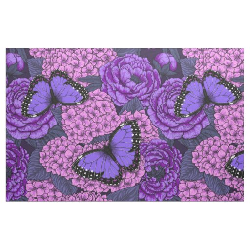 Blue morpho garden 2 fabric