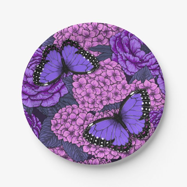 Blue morpho garden 2 paper plates (Front)