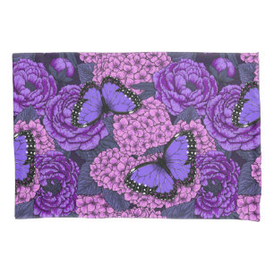 Blue morpho garden 2 pillow case
