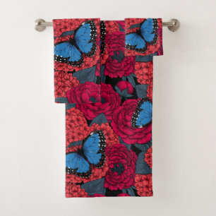 Blue morpho garden bath towel set
