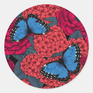 Blue morpho garden classic round sticker