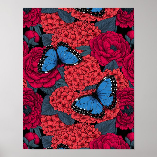 Blue morpho garden poster (Front)