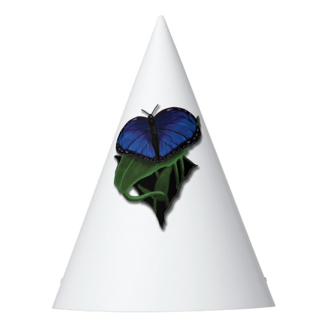 Blue Morpho Heart Butterfly Party Hat (Front)