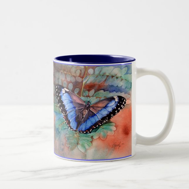 Blue Morpho Watercolor Gratitude Mug (Right)