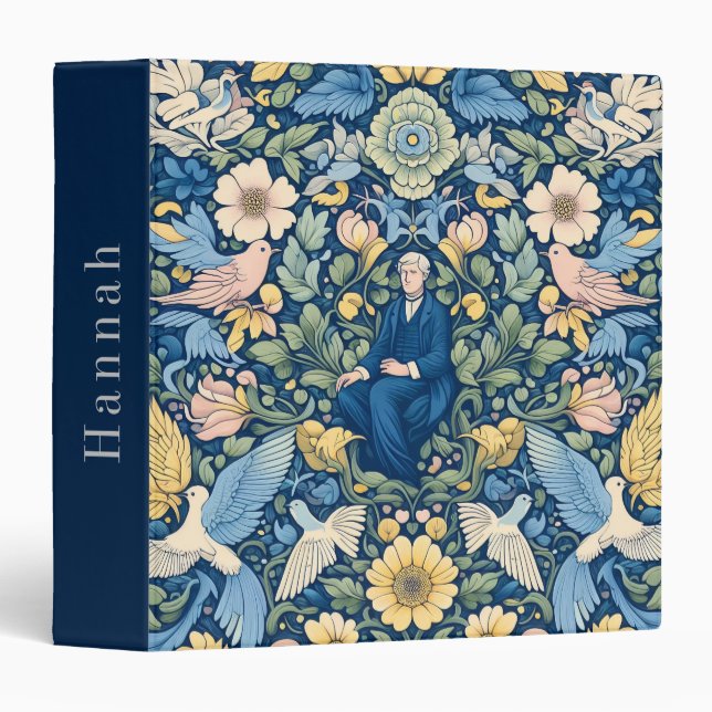 Blue morris floral  3 ring binder (Front/Spine)