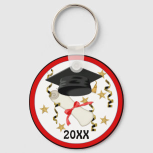 Blue Mortar and Diploma Graduation Keychain