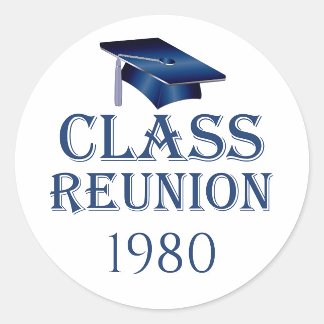 Blue Mortar cap, class reunion any year Sticker (Front)